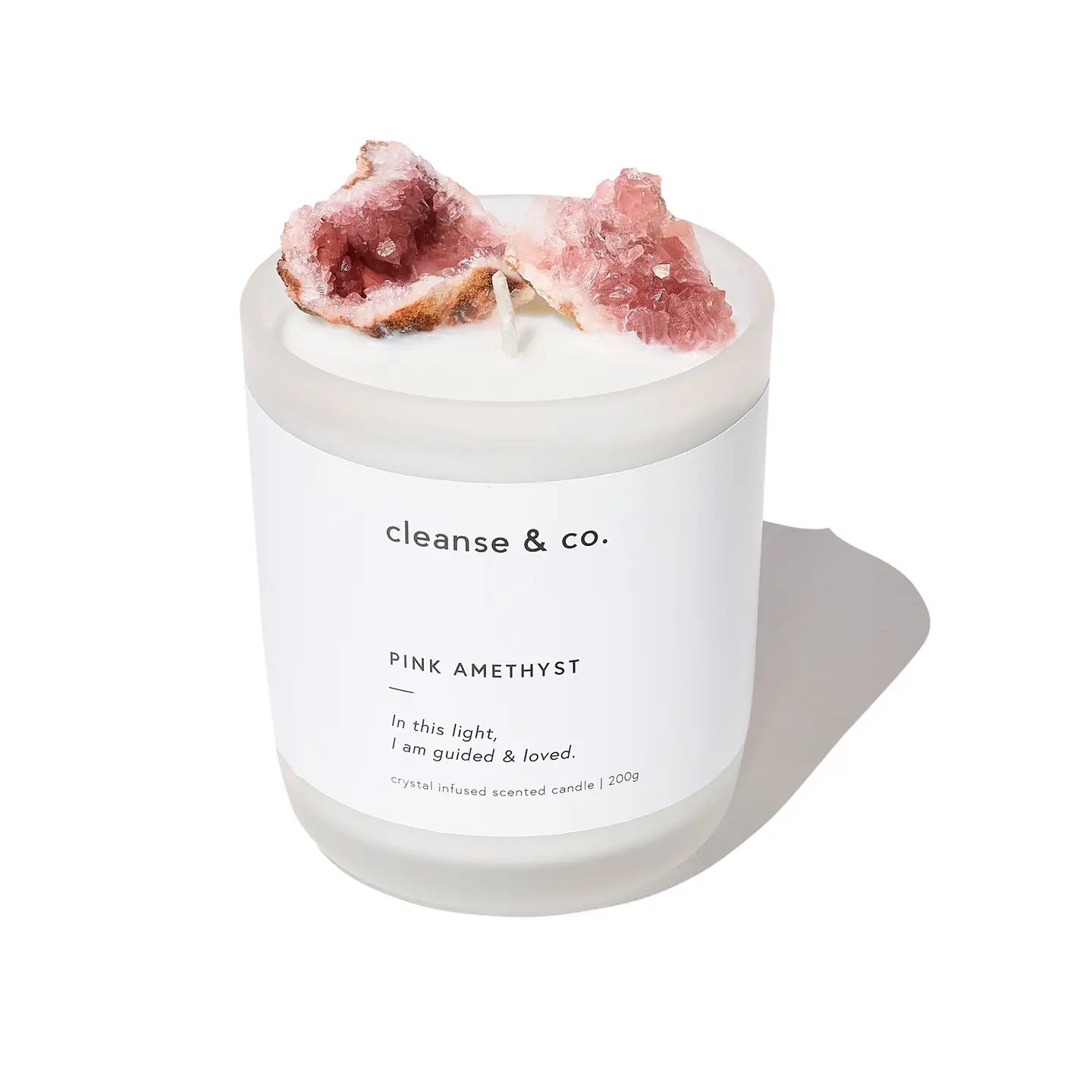 Pink Amethyst Intention Crystal Candle - Guided & Loved