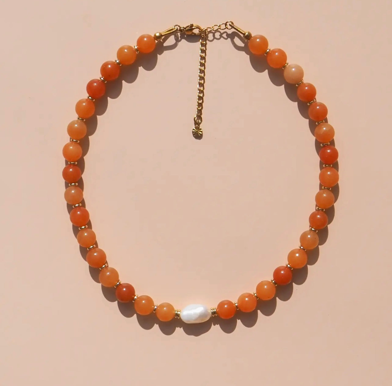Freshwater Pearl with Red Aventurine Necklace