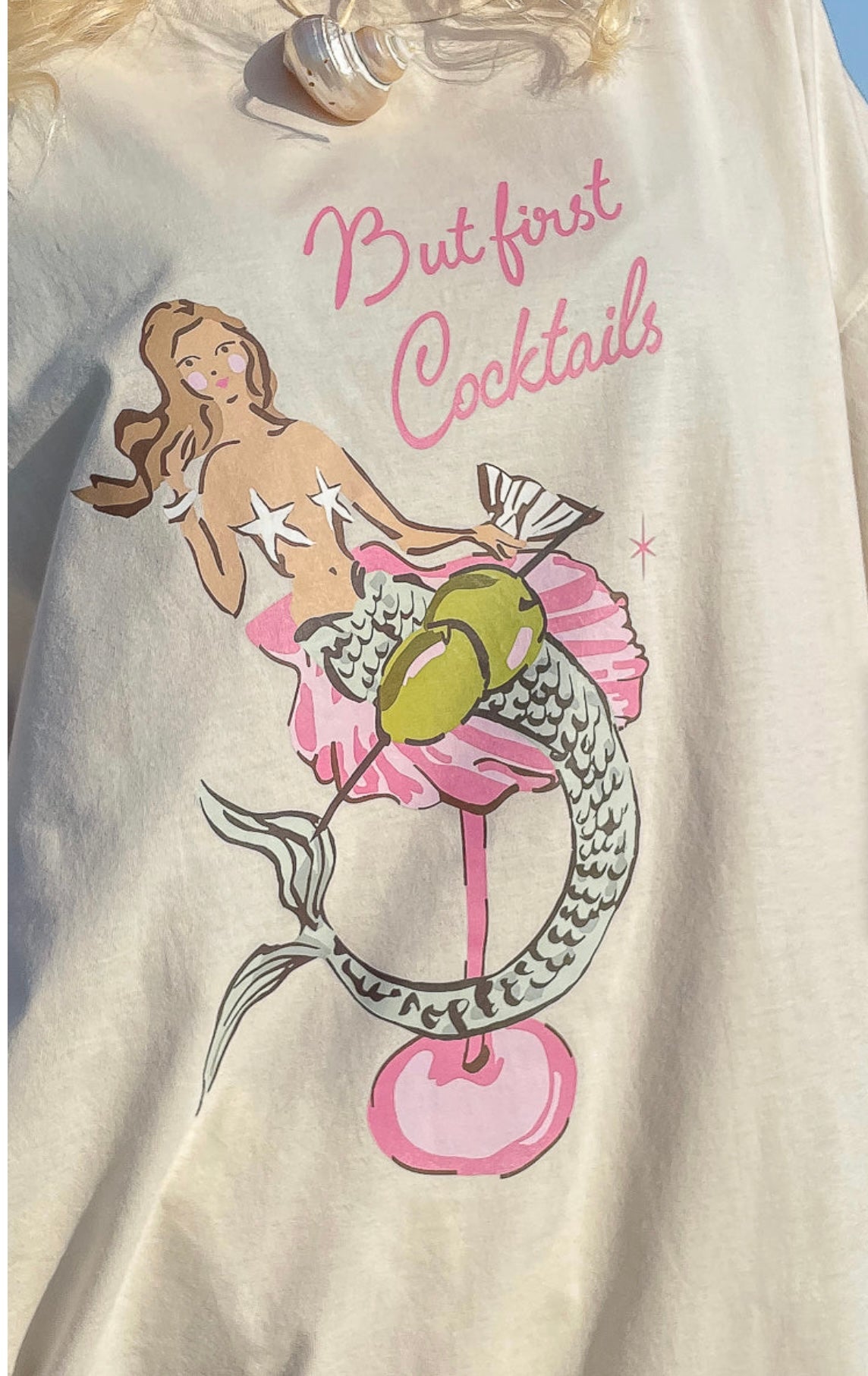 MERMAID COCKTAIL T-SHIRT | WHITE