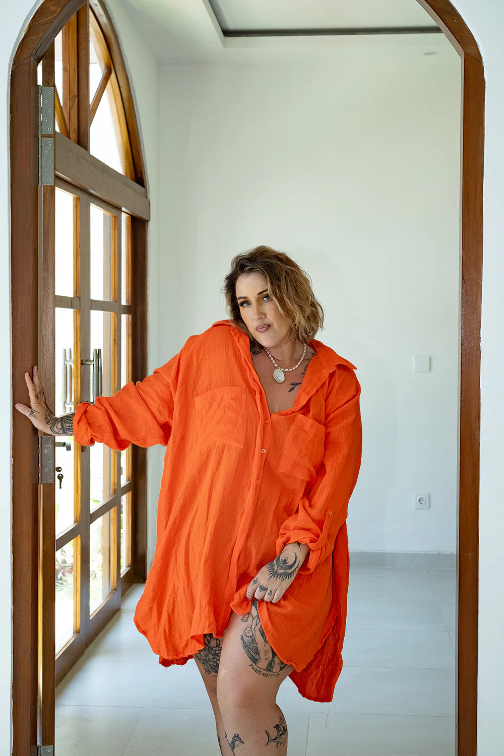 RAMA OVERSIZED SHIRT DRESS - VALENCIA