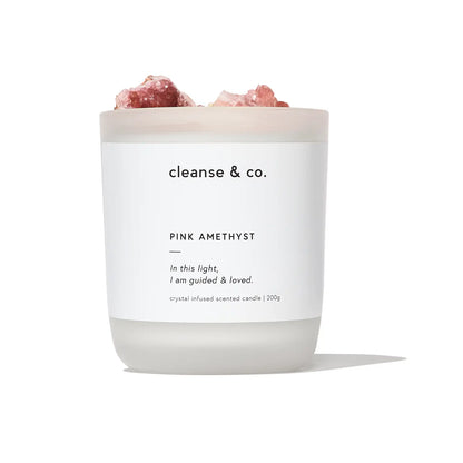 Pink Amethyst Intention Crystal Candle - Guided & Loved