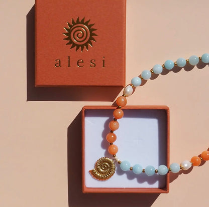 Freshwater Pearl Spiral Shell Beaded Necklace