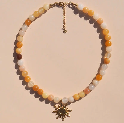 Sun Yellow Multi Beaded Gemstone Necklace