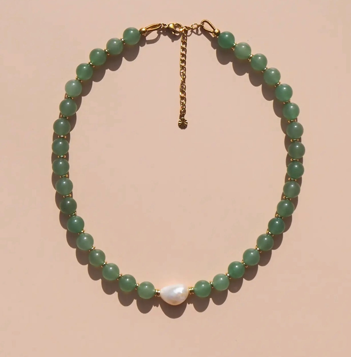 Freshwater Pearl with Green Aventurine Necklace