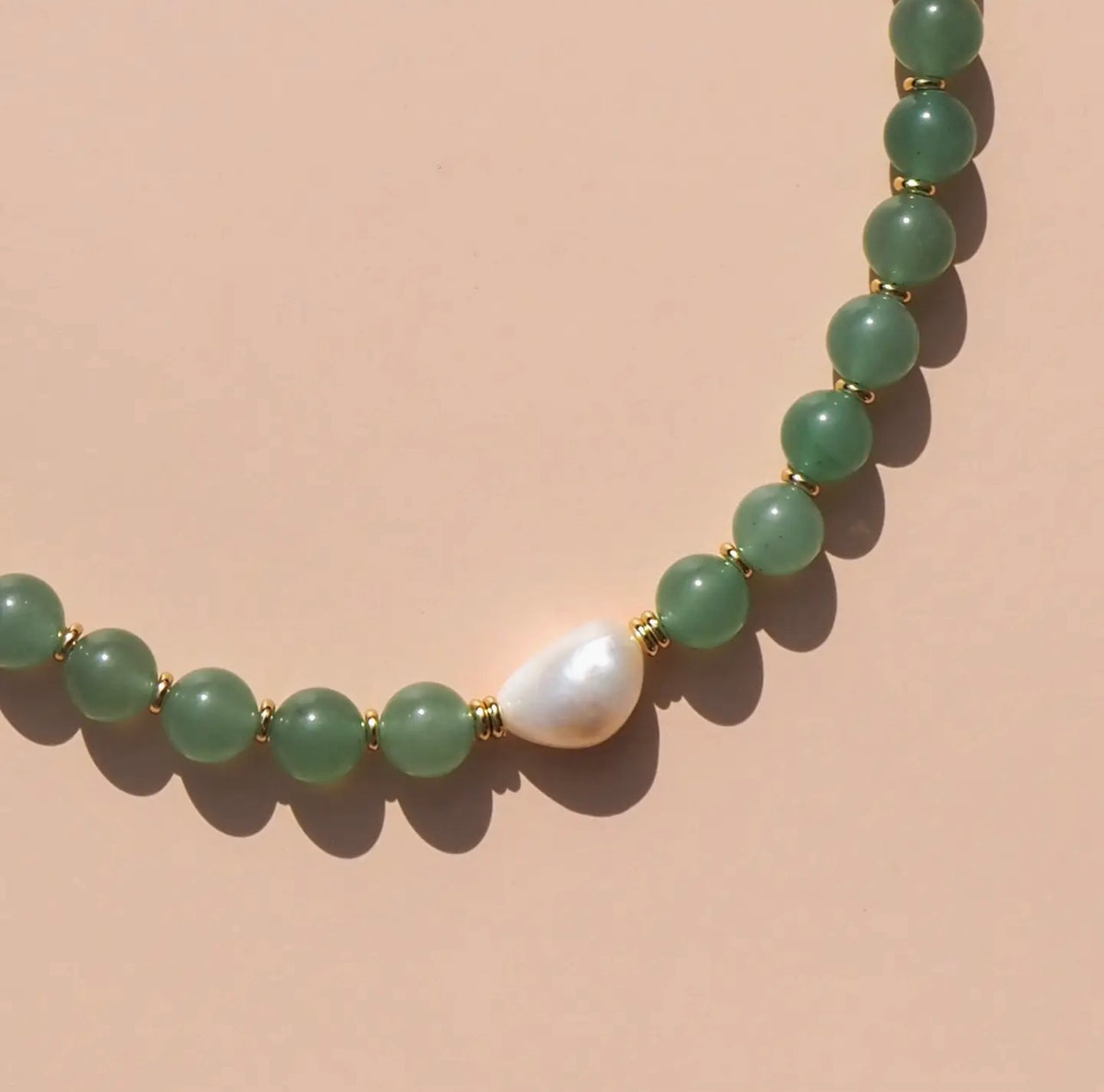 Freshwater Pearl with Green Aventurine Necklace